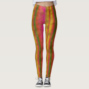Leggings Multicolor Stripes with Faux Gold Stars