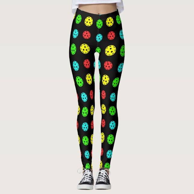 Leggings multicolores Motif Pickleball (Devant)