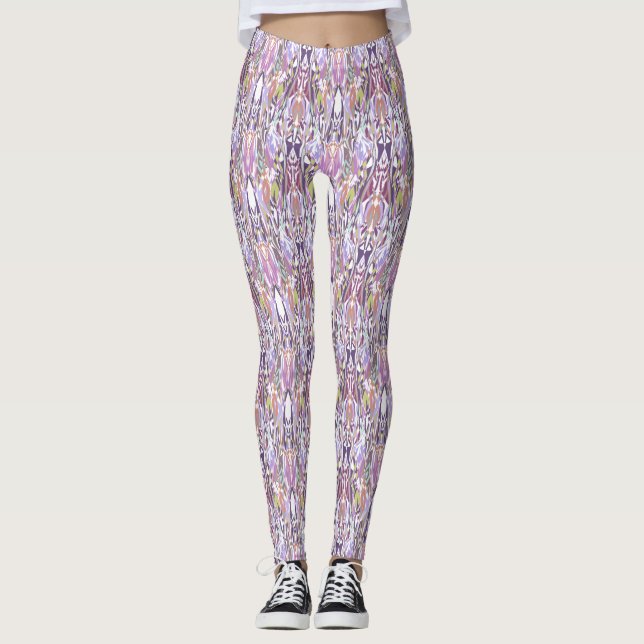 Leggings multicolores violets pour femmes (Devant)