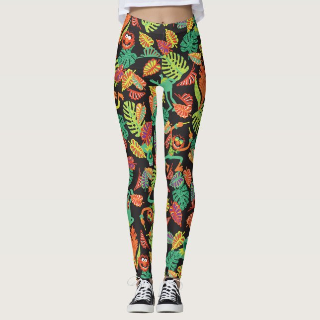 Leggings Muppets| Kermit et Motif animal tropicaux (Devant)
