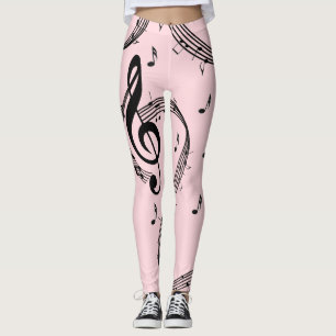 Leggings Musique de clef de sol climactique rose
