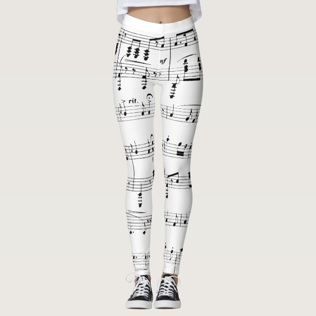 Leggings Musique de feuille blanche (Devant)