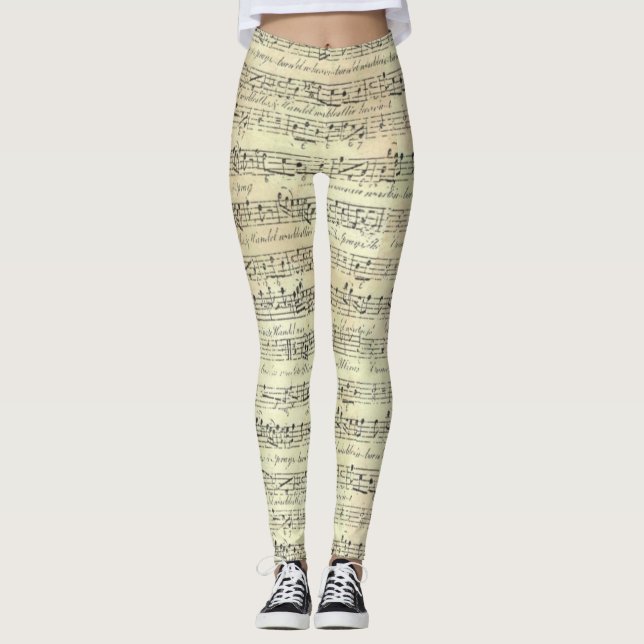 Leggings Musique vintage Note Musique Motif Thème Musicien (Devant)