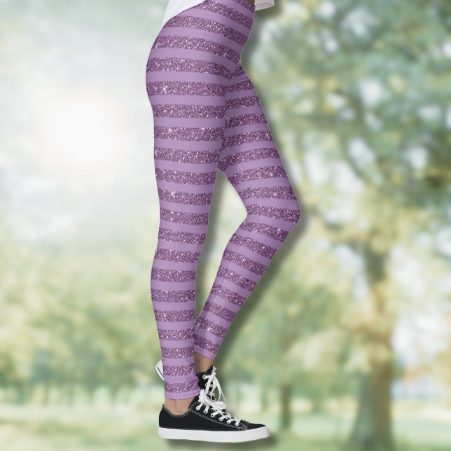 Leggings Muted Mulberry Glitter Style Horizontal Stripes (Créateur téléchargé)