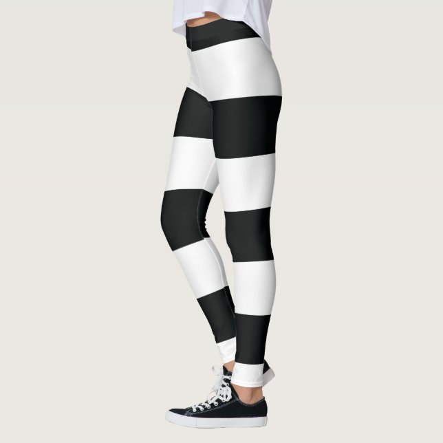 Leggings Mydeas | Bandes larges noires et blanches (Gauche)