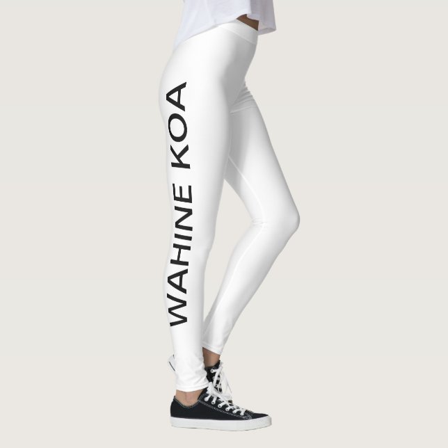Leggings Na Wahine Koa (Noir sur Blanc) (Droite)