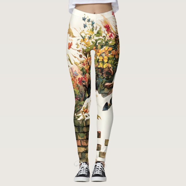 Leggings Nature Botanique Cheval Floral Jumping (Devant)