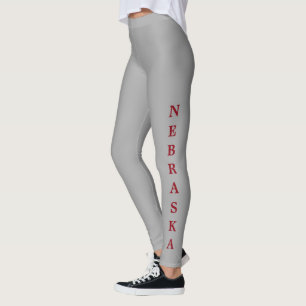 Leggings Nebraska Red Letters Grey