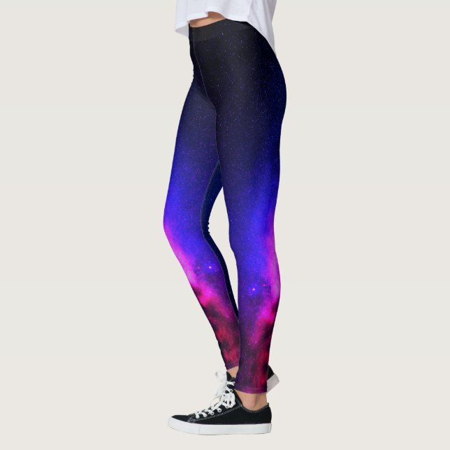 Leggings Nebula nuageuse rose et violette Voie Lactée Espac (Gauche)