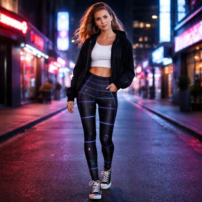 Leggings Neon Arcade Grid 80s Retro  (Créateur téléchargé)