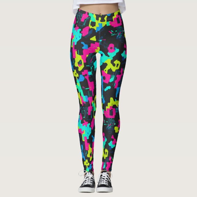Leggings Neon Camouflage Pattern (Devant)