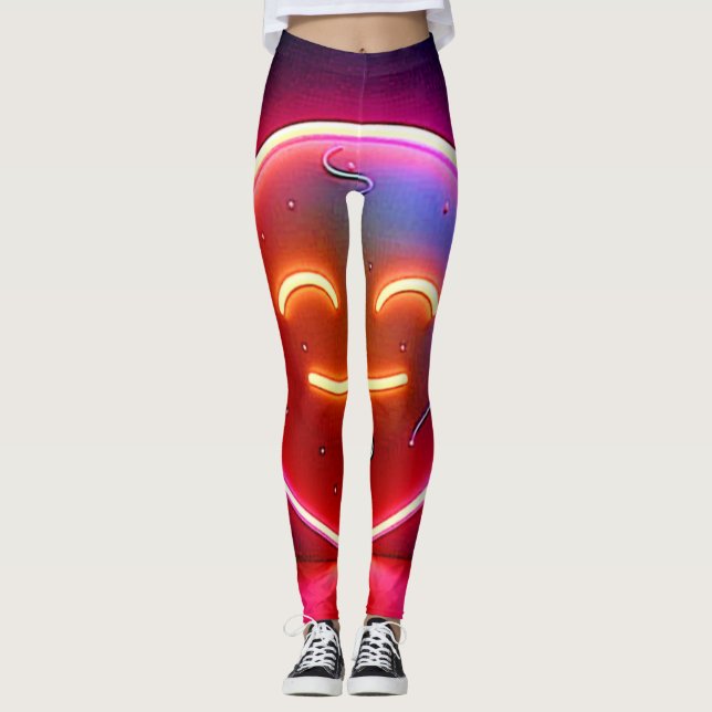 Leggings Neon Glow Happy Face Art (Devant)