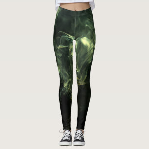 Leggings Neon Green Smoke Design ensemble sur noir