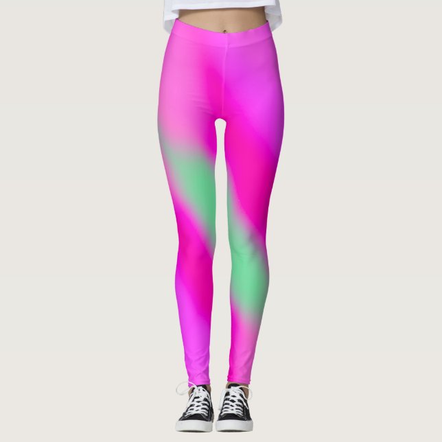 Leggings Neon Hot rose Bubblegum Jade Green (Devant)