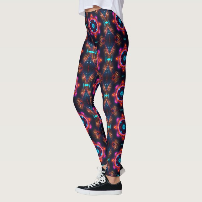 Leggings Neon Starburst Kaleidoscope (Gauche)