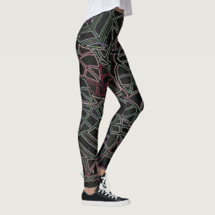 Leggings Neon Tropical Pop Art sur Noir