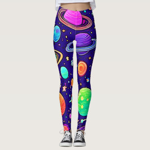 Leggings Neons Fleurs : Planètes & Étoiles