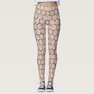Leggings Nid d'abeilles métallique d'hexagone de paillettes