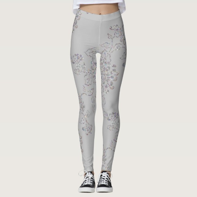 Leggings N'importe quelle couleur avec Chrysanthème Iridesc (Devant)