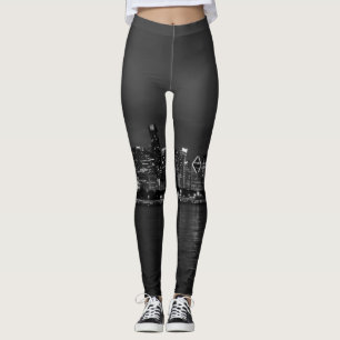 Leggings Niveaux de gris de Chicago Night Cityscape