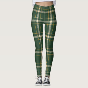Leggings Noël à carreaux verts classiques
