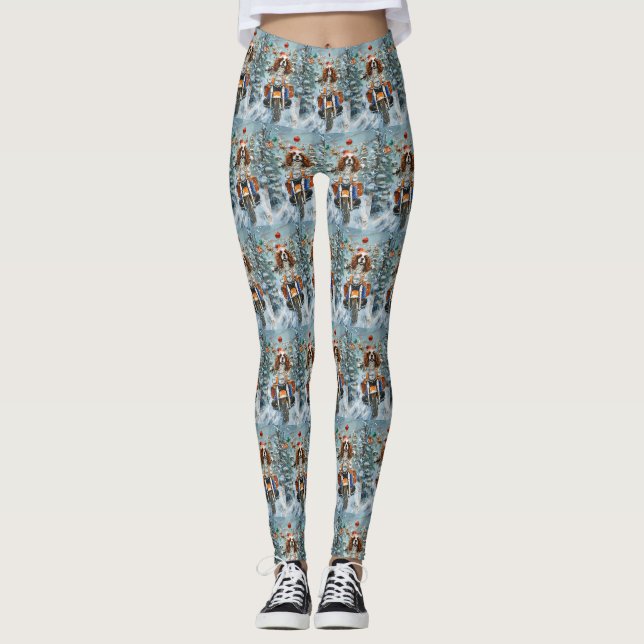 Leggings Noël Cavalier King Charles Spaniel (Devant)
