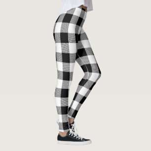 Leggings Noël de motif de plaid de Buffalo noir