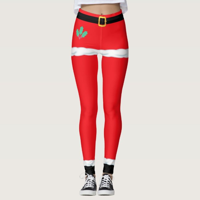 Leggings Noël Elf Santa Claus Rouge (Devant)