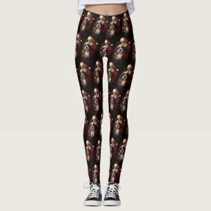 Leggings Noël festif du Père Noël du Terrier tibétain
