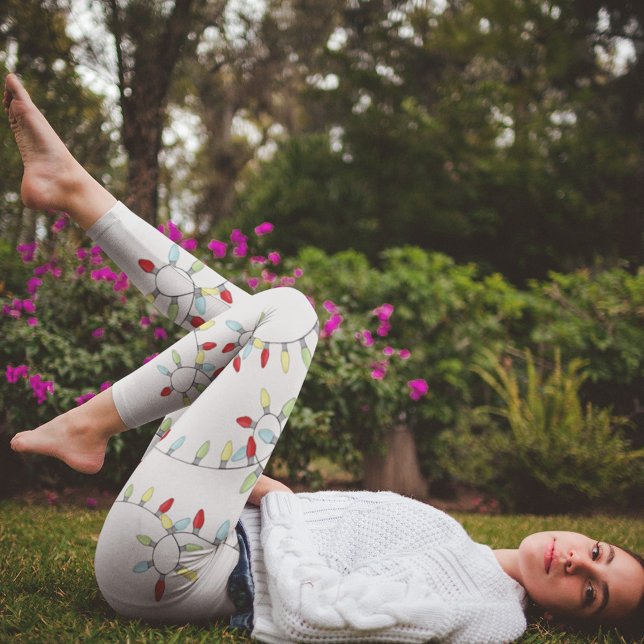 Leggings Noel mignon Whimsical Simple String lumières (Christmas whimsical colorful holiday lights leggings. )