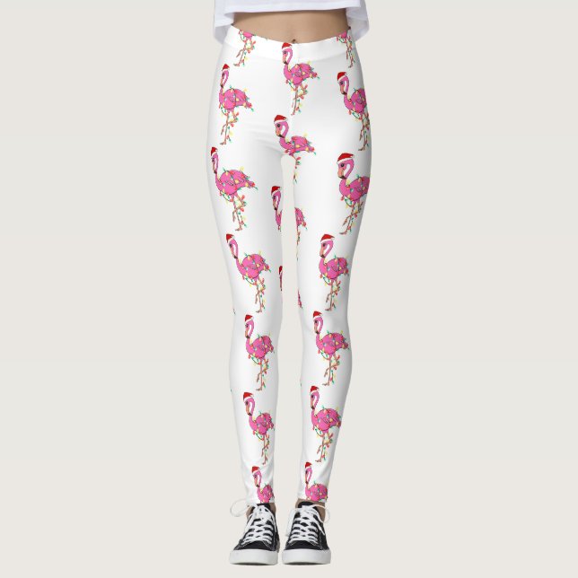 Leggings noël moche santa claus flamingo (Devant)