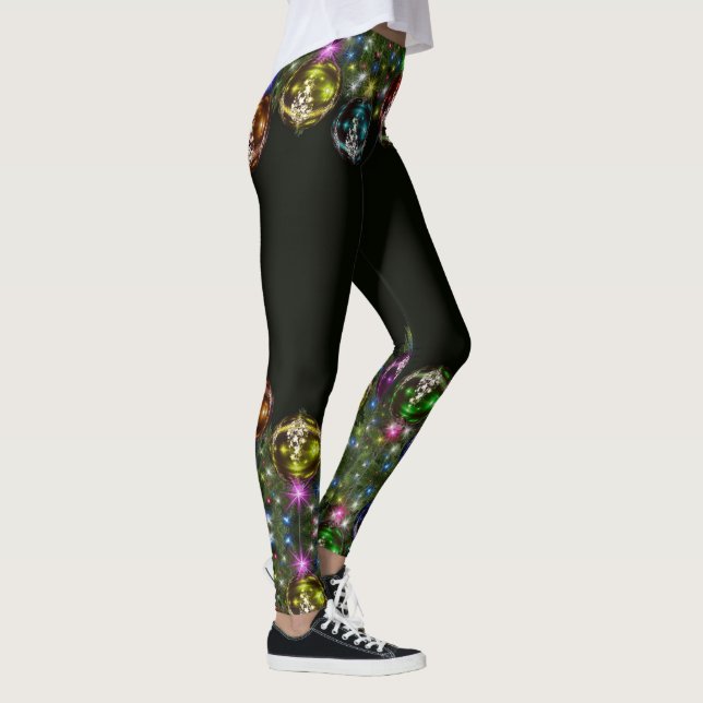 Leggings Noël Ornements colorés Vacances Noir (Droite)