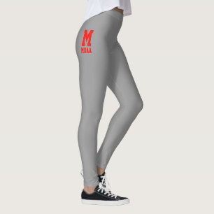 Leggings Noël personnalisé Charbon Argent Rouge Pomme