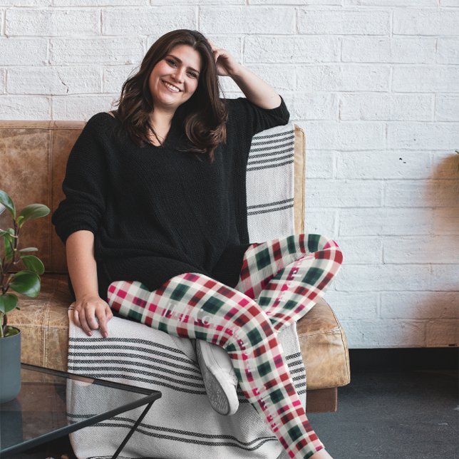 Leggings Noël Plaid moderne | Joyeux Joyeux (Créateur téléchargé)