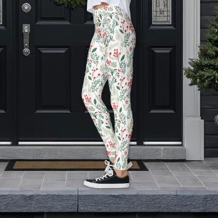 Leggings Noël Red Holly Berries