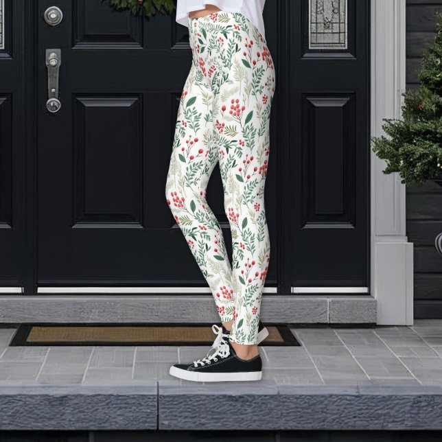 Leggings Noël Red Holly Berries (Créateur téléchargé)