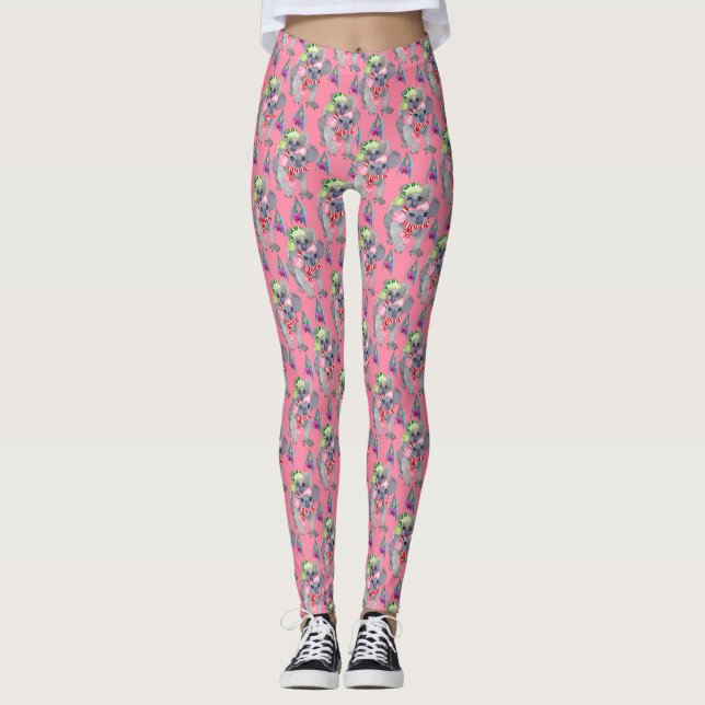 Leggings Noël rose de la famille Koala (Devant)