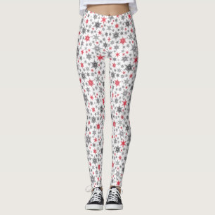 Leggings Noël, rouge, blanc, flocons de neige, hiver, Nouve
