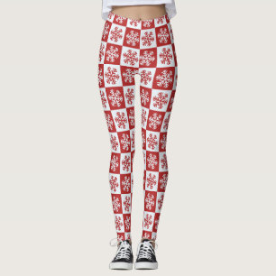 Leggings Noël rouge et blanc d'hiver de flocons de neige