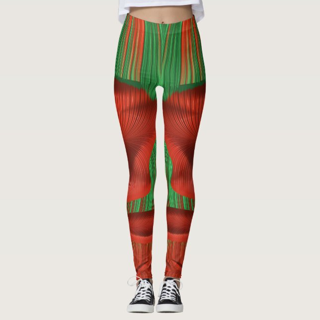 Leggings ~ Noël rouge et vert (Devant)