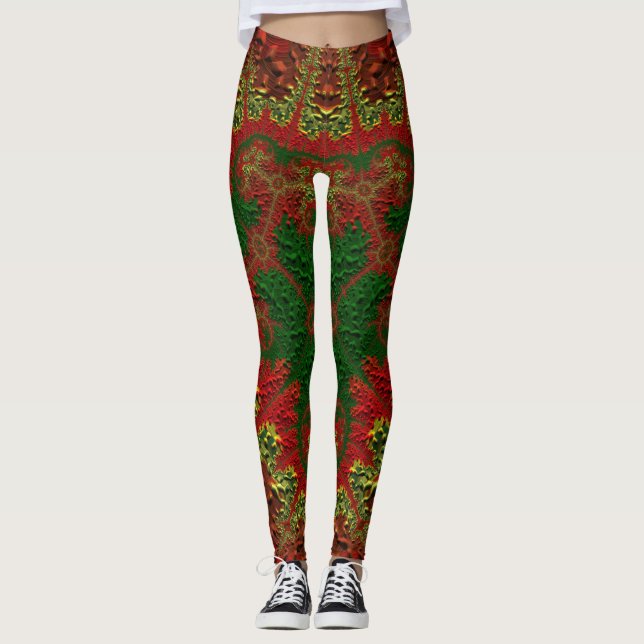 Leggings ~ Noël Rouge or et vert (Devant)