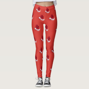 Leggings Noël santa claus casquette motif rouge