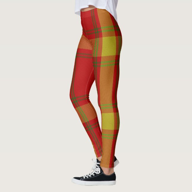 Leggings Noël Tartan jaune orange (Gauche)