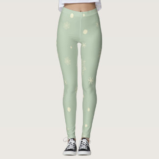 Leggings Noël Vacances Esthétique Flocon de Neige Mousse Ve