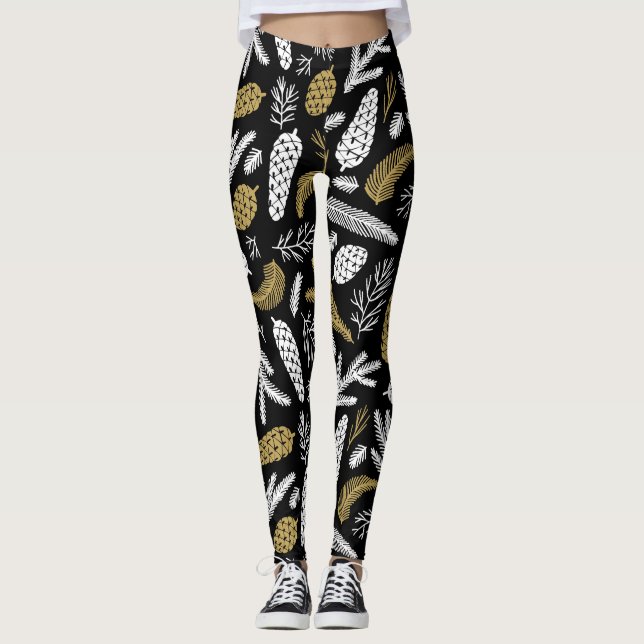 LEGGINGS NOËL VACANCES FLORALES MONOGRAMME PERSONNALISÉ (Devant)