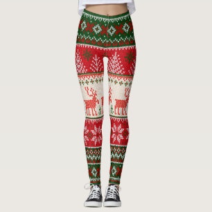 Leggings Noël Vacances Vert Rouge