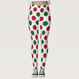 Leggings Noël Vert Rouge Pois sur blanc