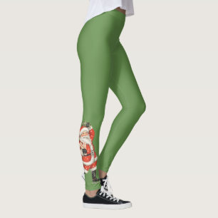 Leggings Noël vintage, Père Noël patinant sous le gui