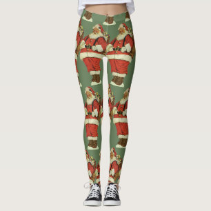 Leggings Noël vintage, Père Noël victorien avec des jouets