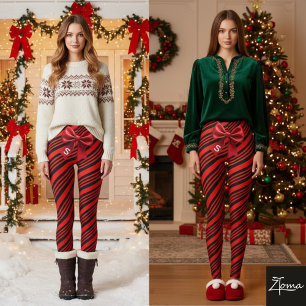 Leggings Nœud graphique à rayures diagonales rouge et noir
